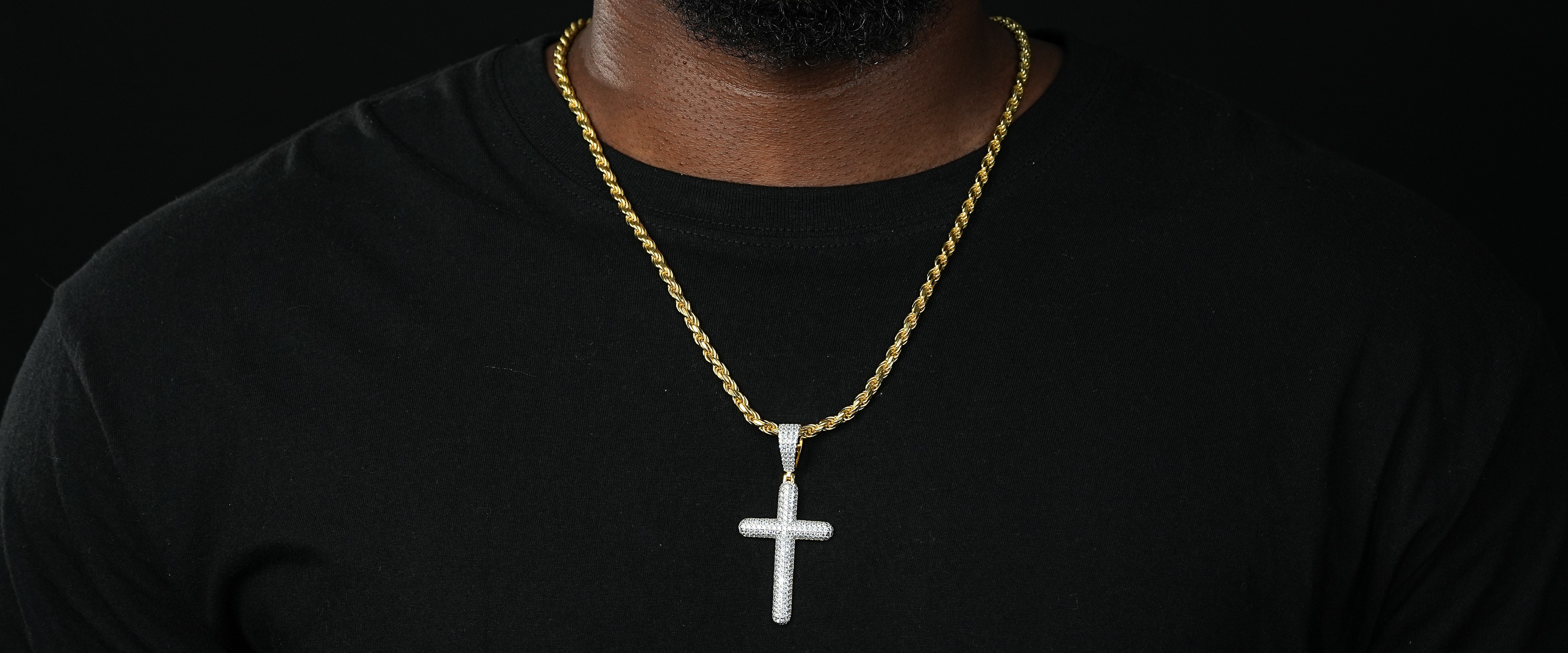 Shining Star Jewelry High Quality Cross Pendant Iced Silver Jewelry Charms