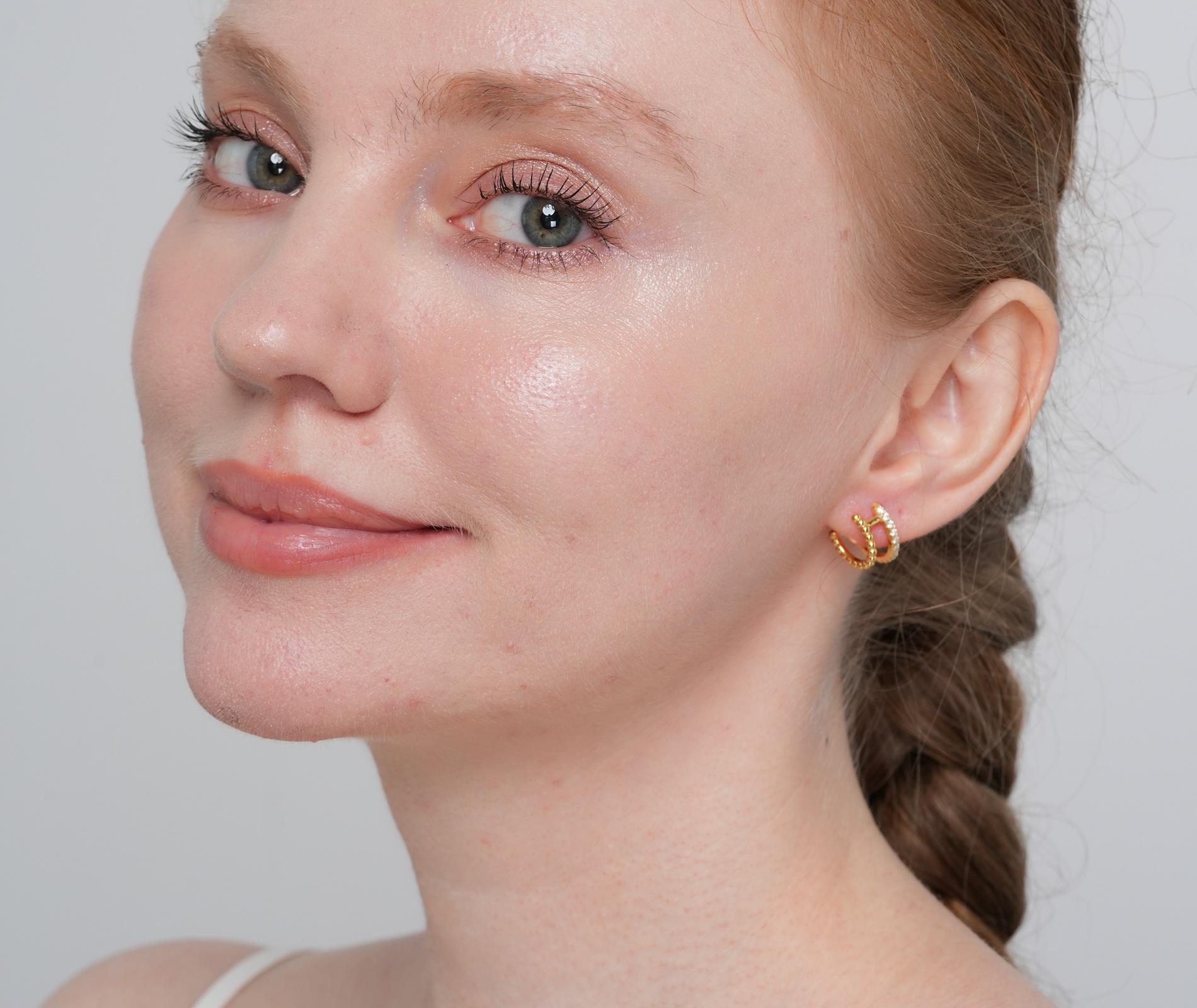 Shining Star Jewelry Women 14K Gold Plated Zircon Double Circle Huggies Earrings