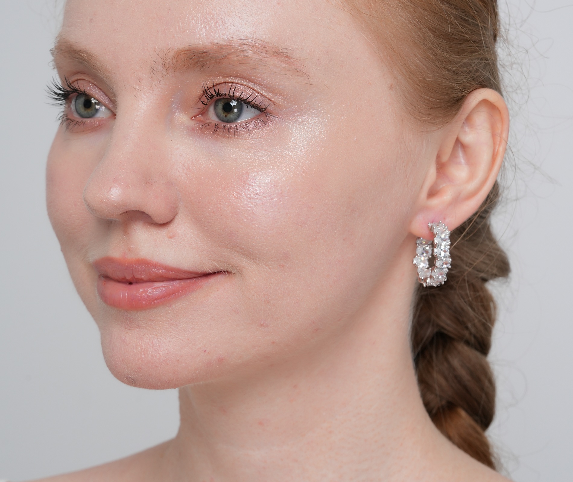 Shining Star Jewelry New Arrival Women Sterling Silver Oval Zircon Stud Earrings