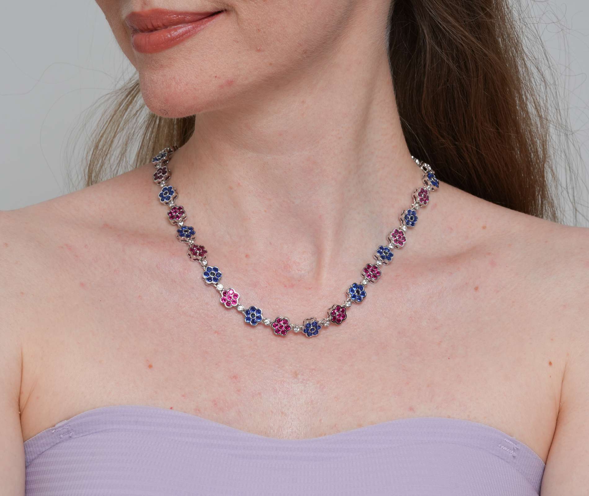 Shining Star Jewelry Iced Out Chain Wholesale Multi Color Flower Tennis Necklace Shining Star Jewelry Iced Out Chain Wholesale Multi Color Flower Tennis Necklace