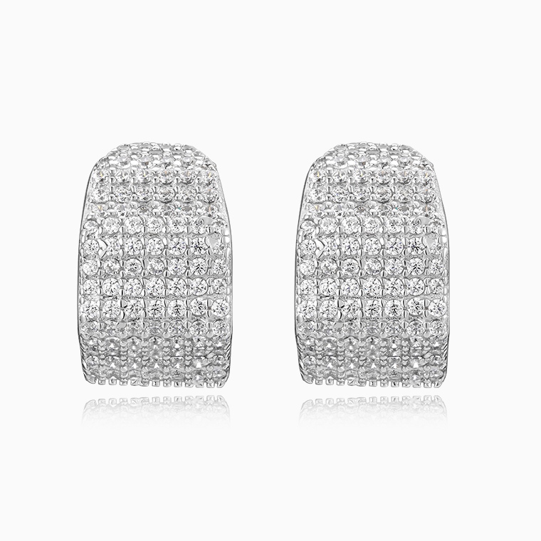 Shining Star Jewelry Trendy Women's Sterling Silver Micro pave CZ Stud Earrings