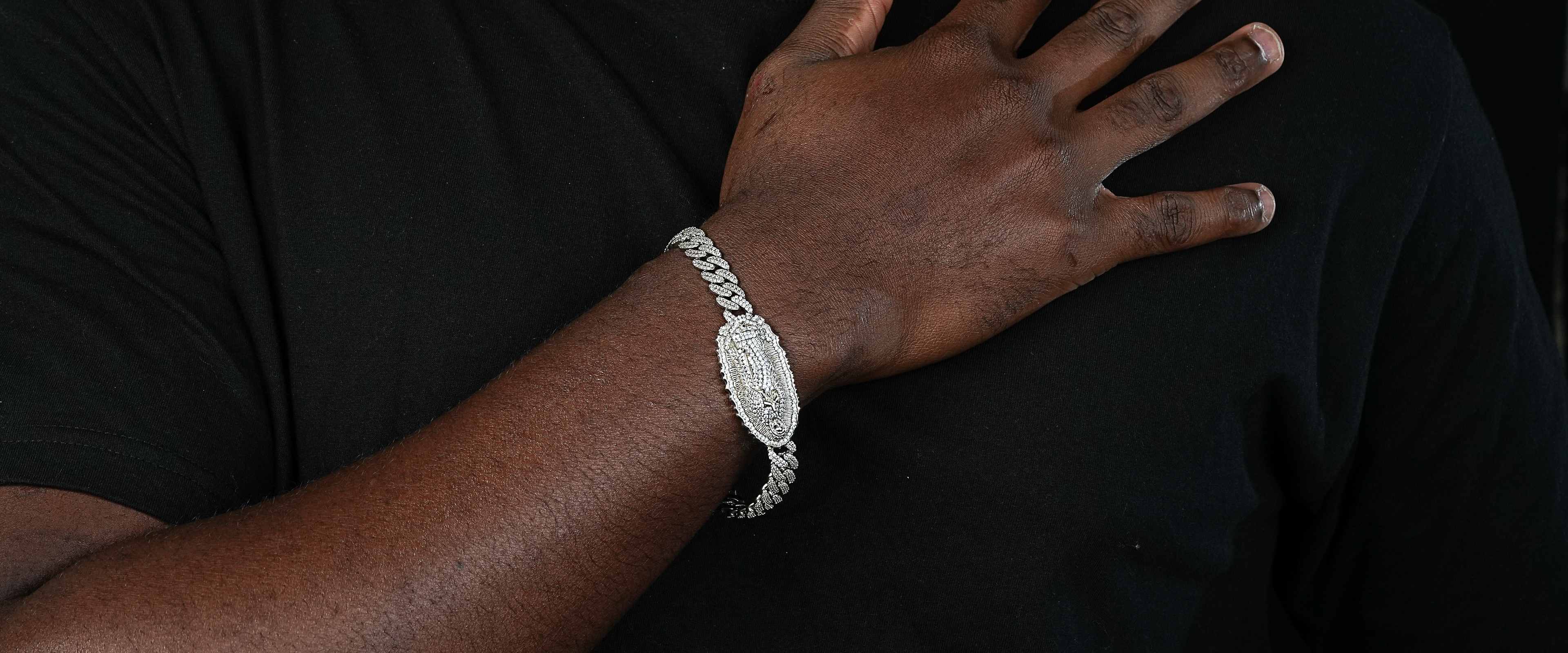 Shining Star Jewelry Charms 925 Silver Zircon Blessed Virgin Mary Cuban Bracelet
