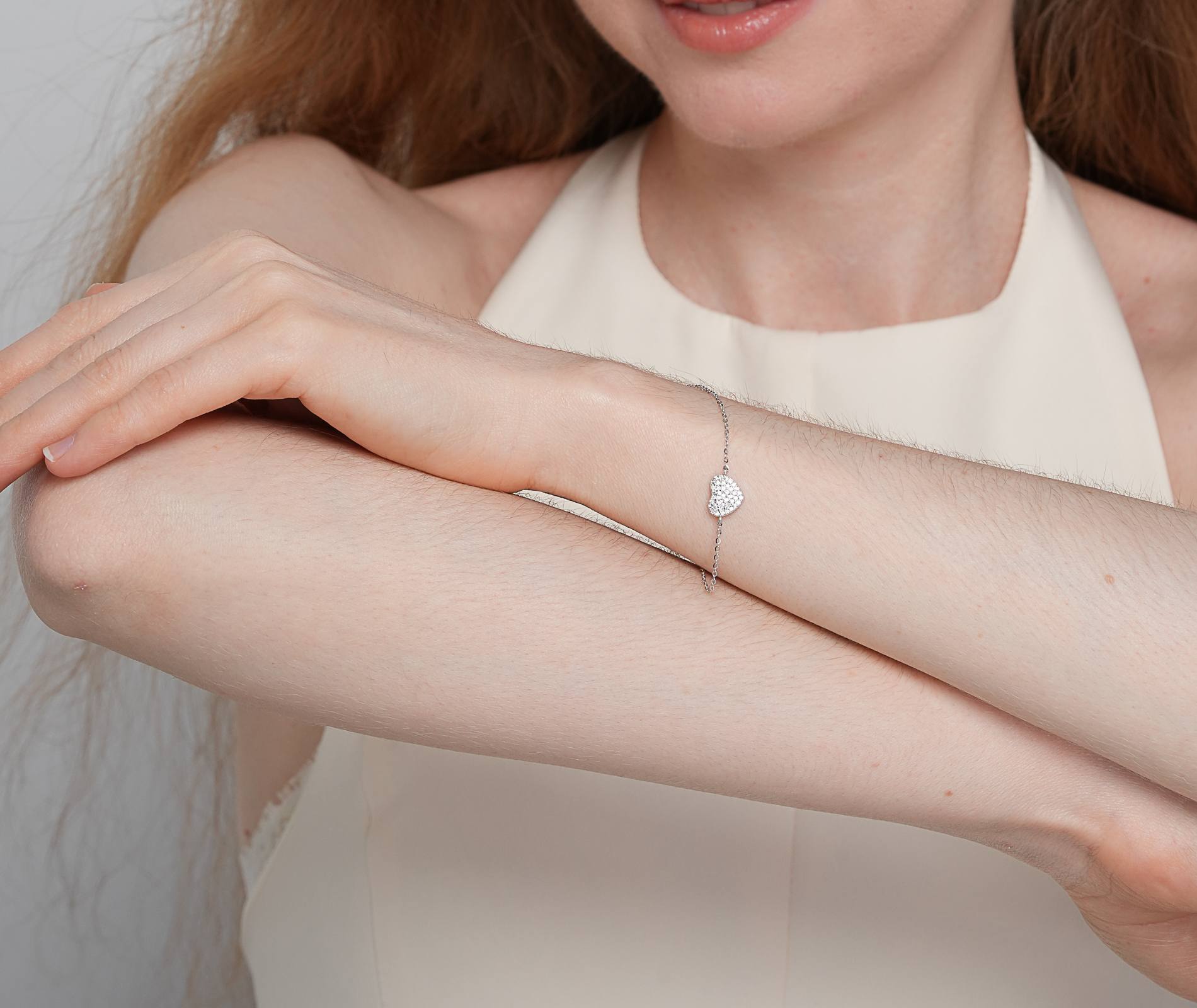 Shining Star Jewelry Adjustable Iced Out Solid Heart Shaped Fine Bracelet Women Shining Star Jewelry Adjustable Iced Out Solid Heart Shaped Fine Bracelet Women