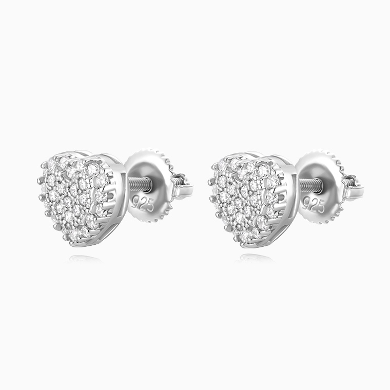 Shining Star Jewelry Unisex CZ Iced Out Daily Simple Style S925 Heart Earrings