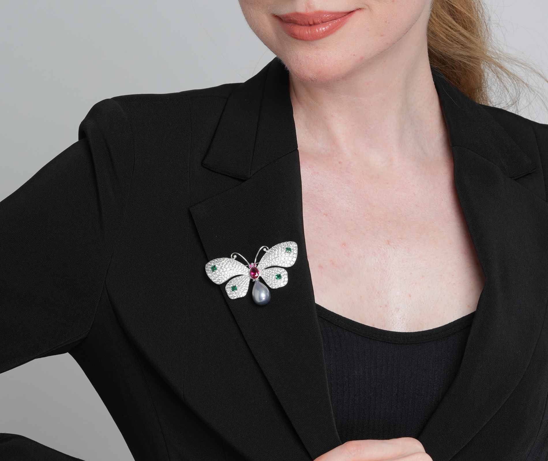 Shining Star Jewelry Women's Fashion Ruby Zircon 925 Silver Butterfly Brooch Shining Star Jewelry Women's Fashion Ruby Zircon 925 Silver Butterfly Brooch