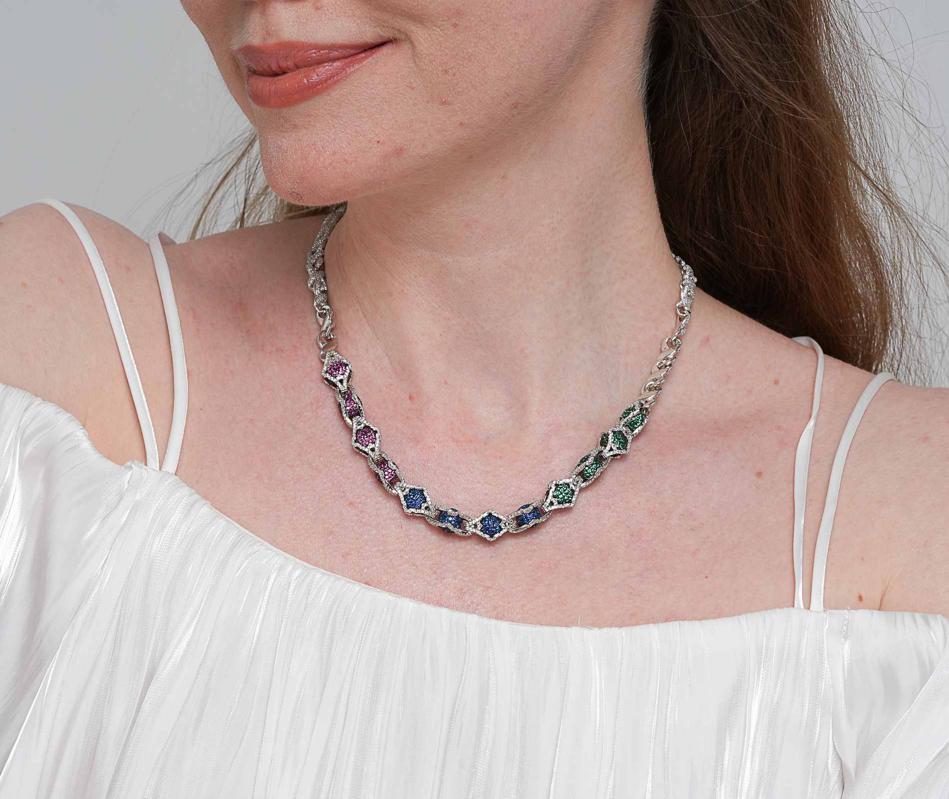 Shining Star Jewelry New Design Fashion Colored Diamond Beads Infinity Necklace Shining Star Jewelry New Design Fashion Colored Diamond Beads Infinity Necklace