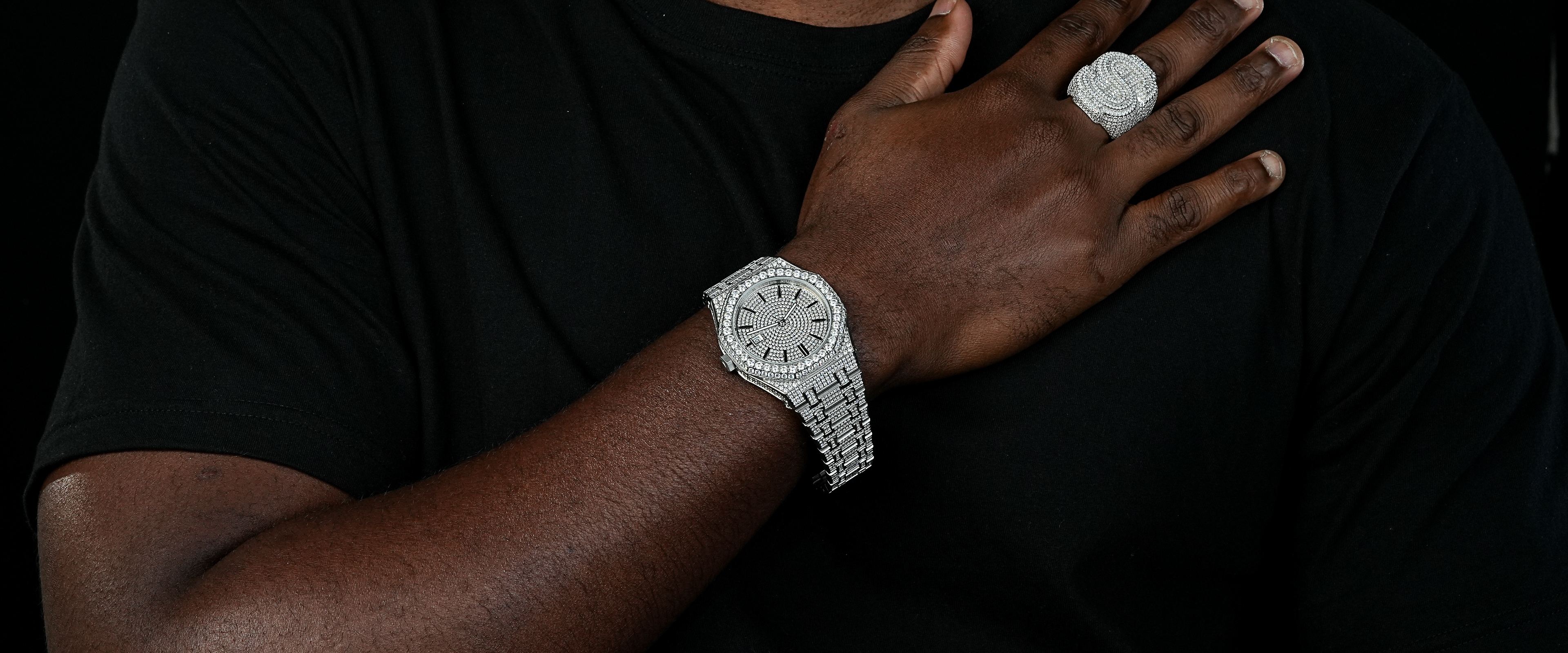 Shining Star Jewelry Custom Luxury Men Stainless Steel Moissanite Watch