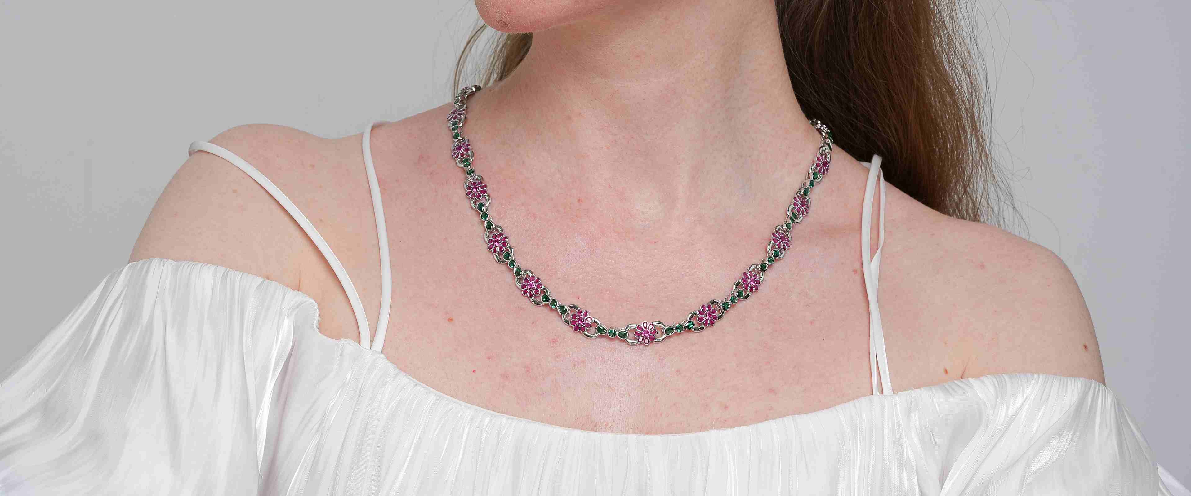 Shining Star Jewelry Hawaiian Holiday Colored Diamond Infinity Flower Necklace Shining Star Jewelry Hawaiian Holiday Colored Diamond Infinity Flower Necklace