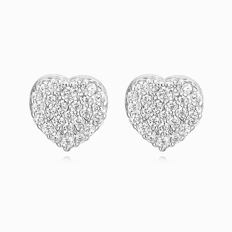 Shining Star Jewelry Unisex CZ Iced Out Daily Simple Style S925 Heart Earrings