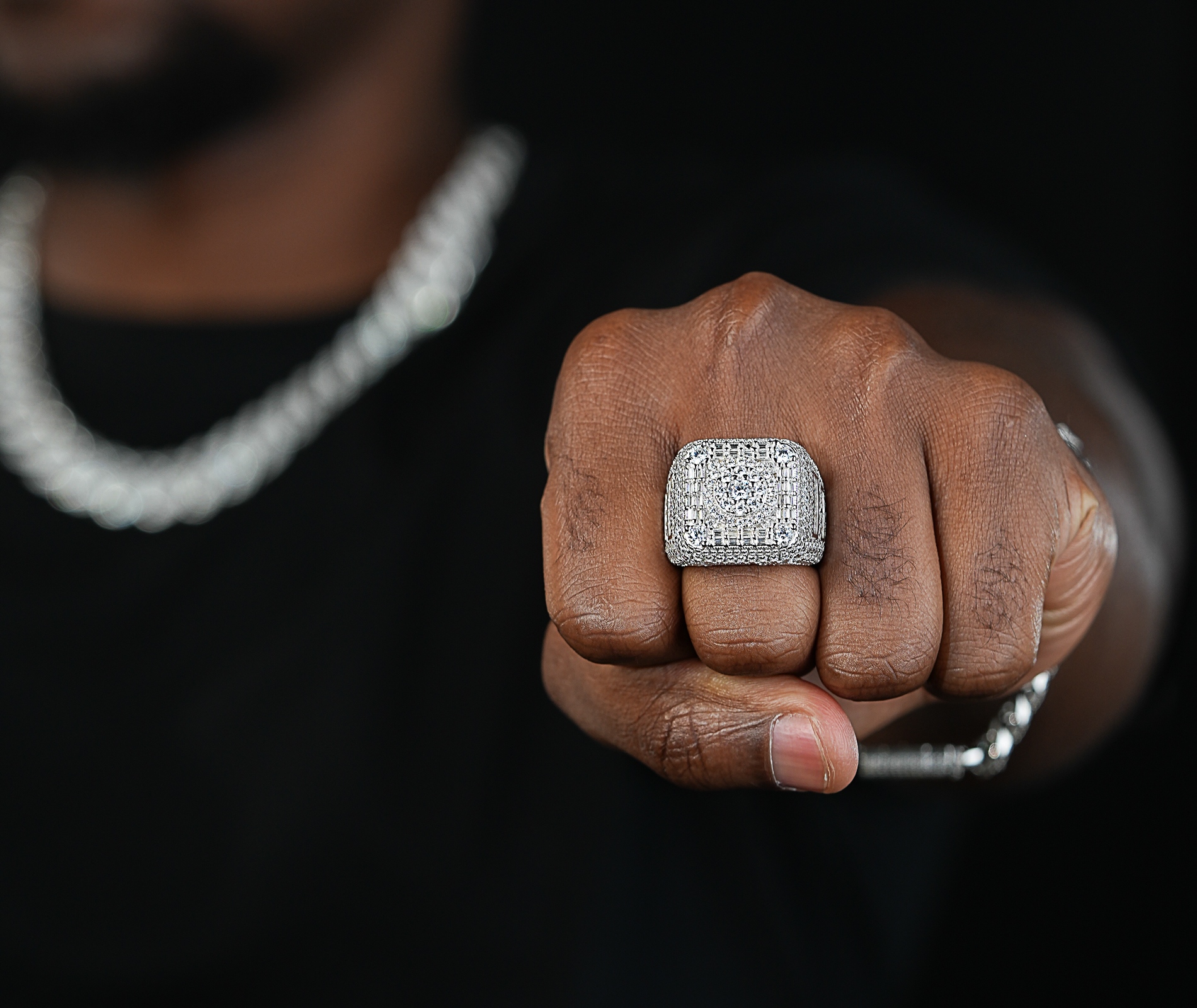 Shining Star Jewelry Pass Diamond Tester VVS Moissanite Men Hip Hop Cluster Ring