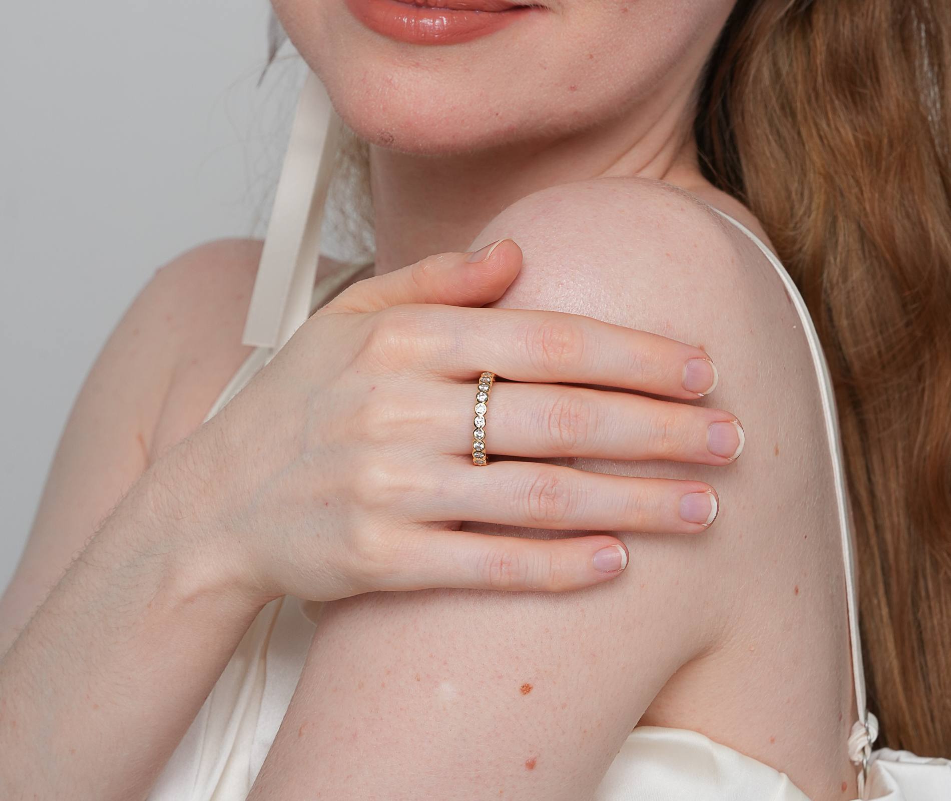 Shining Star Jewelry Solid 14K Gold Cubic Zirconia Eternity Ring Gift For Women Shining Star Jewelry Solid 14K Gold Cubic Zirconia Eternity Ring Gift For Women