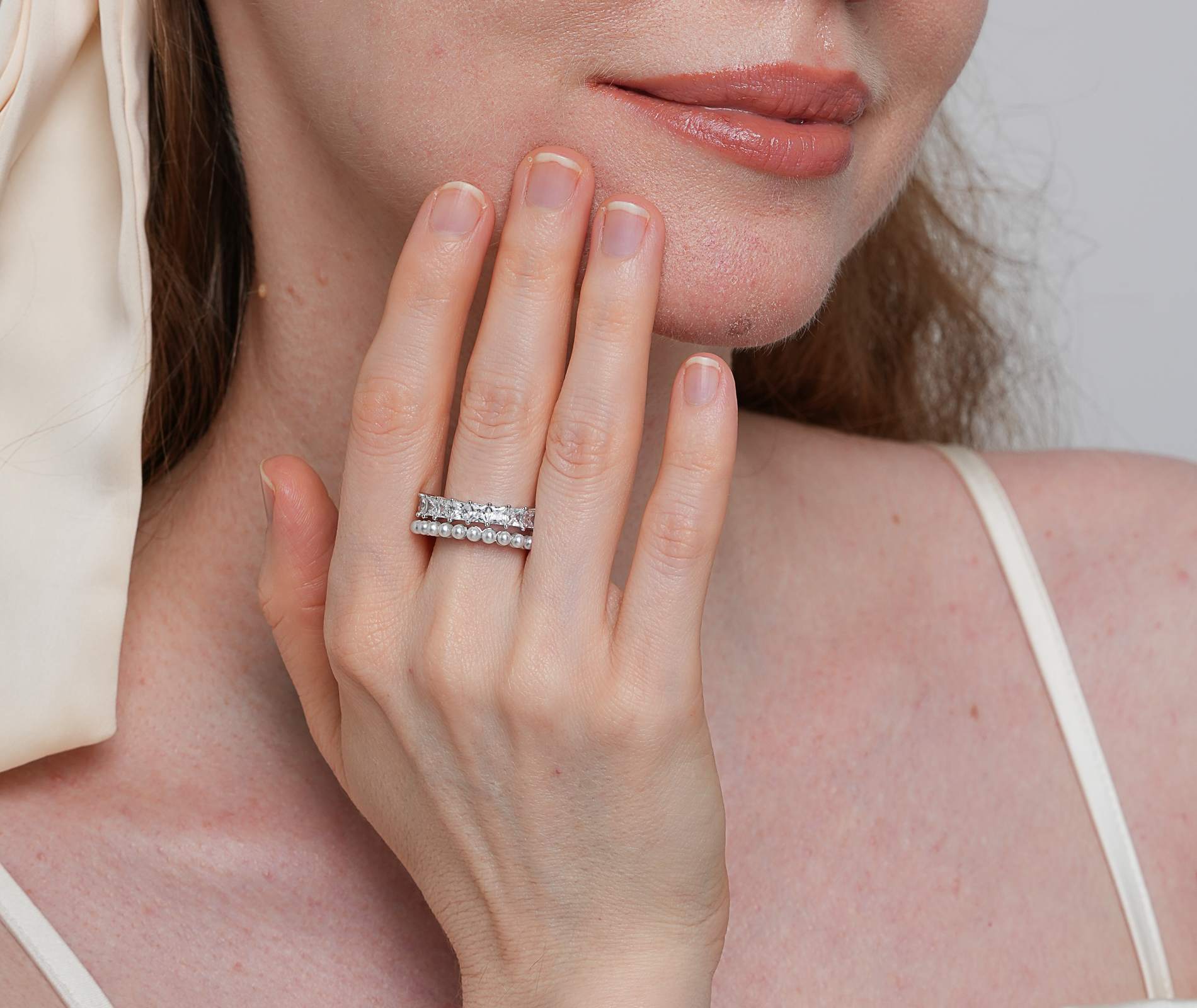 Shining Star Jewelry Luxury Pearl Zircon Princess Cut Sparkling Open Ring Women Shining Star Jewelry Luxury Pearl Zircon Princess Cut Sparkling Open Ring Women