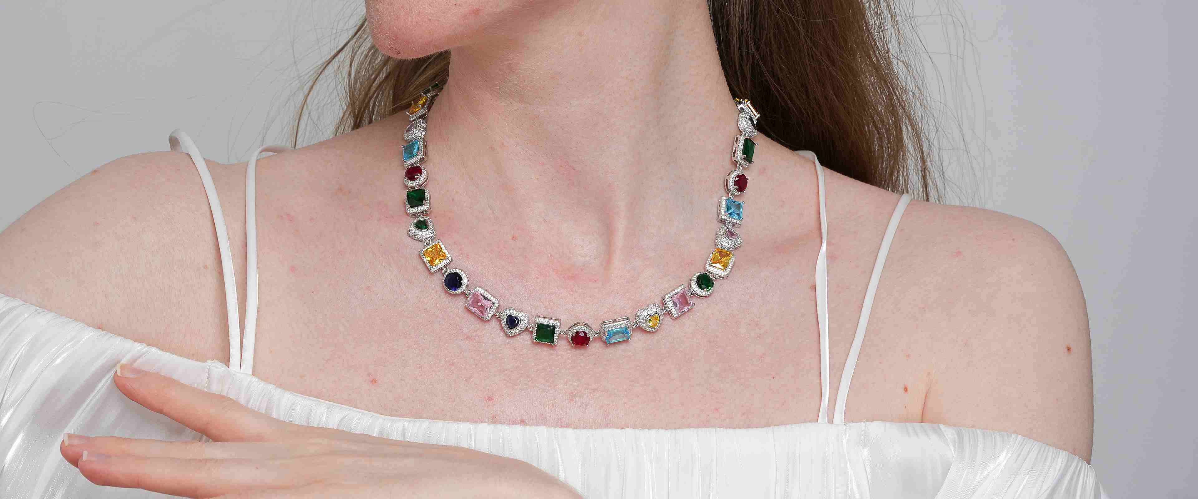 Shining Star Jewelry 10Mm Sterling Silver Cluster Iced Out Link Chain Necklace Shining Star Jewelry 10Mm Sterling Silver Cluster Iced Out Link Chain Necklace