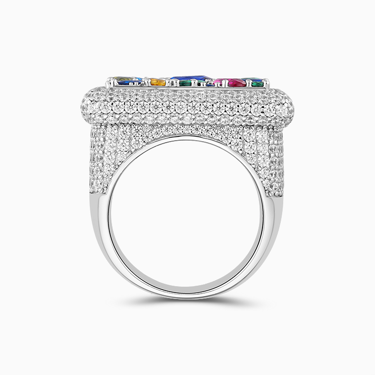 Shining Star Jewelry Iced Out Moissanite Ring White Gold Rectangle Boys Rings