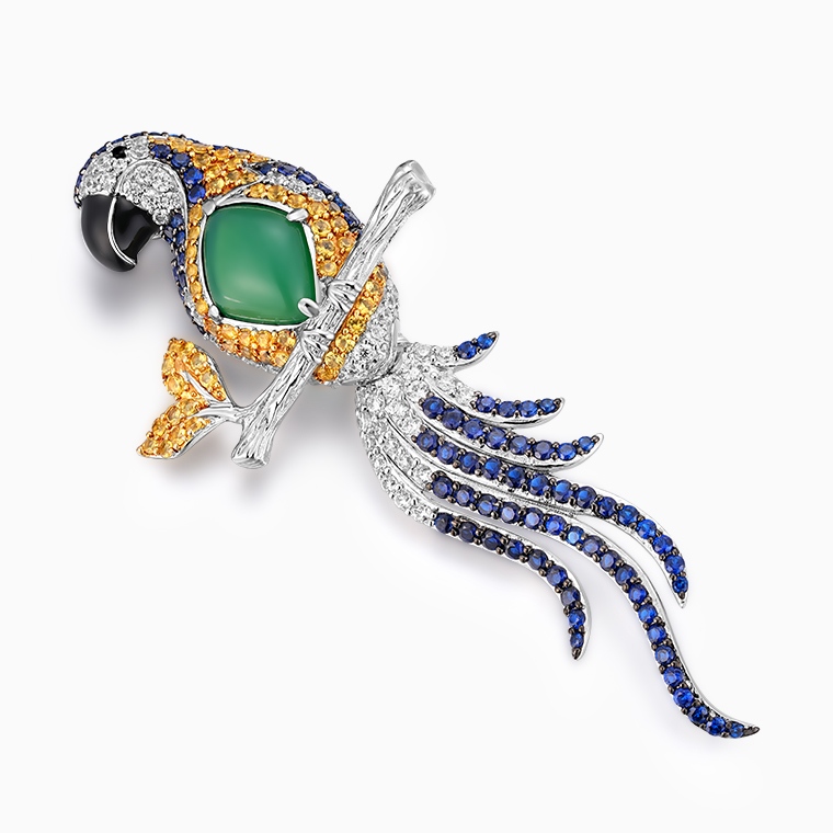 Shining Star Jewelry Women's Luxury 925 Silver Colored Zircon Bird Parrot Brooch Shining Star Jewelry Women's Luxury 925 Silver Colored Zircon Bird Parrot Brooch