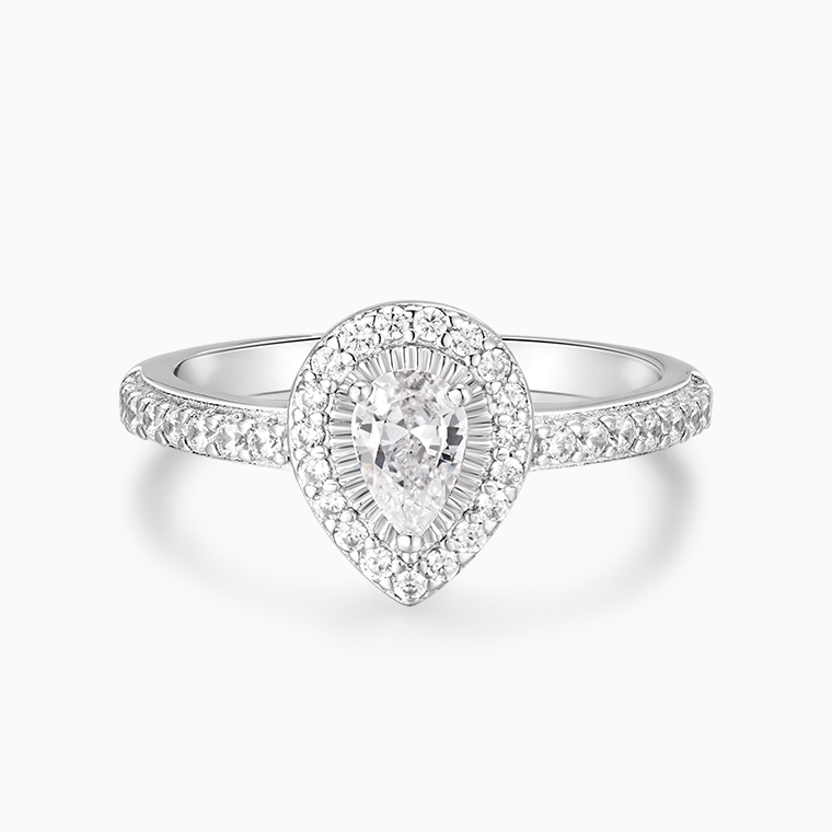 Shining Star Jewelry 0.5ct VVS Moissanite Pear Cut Women's Wedding Halo Ring