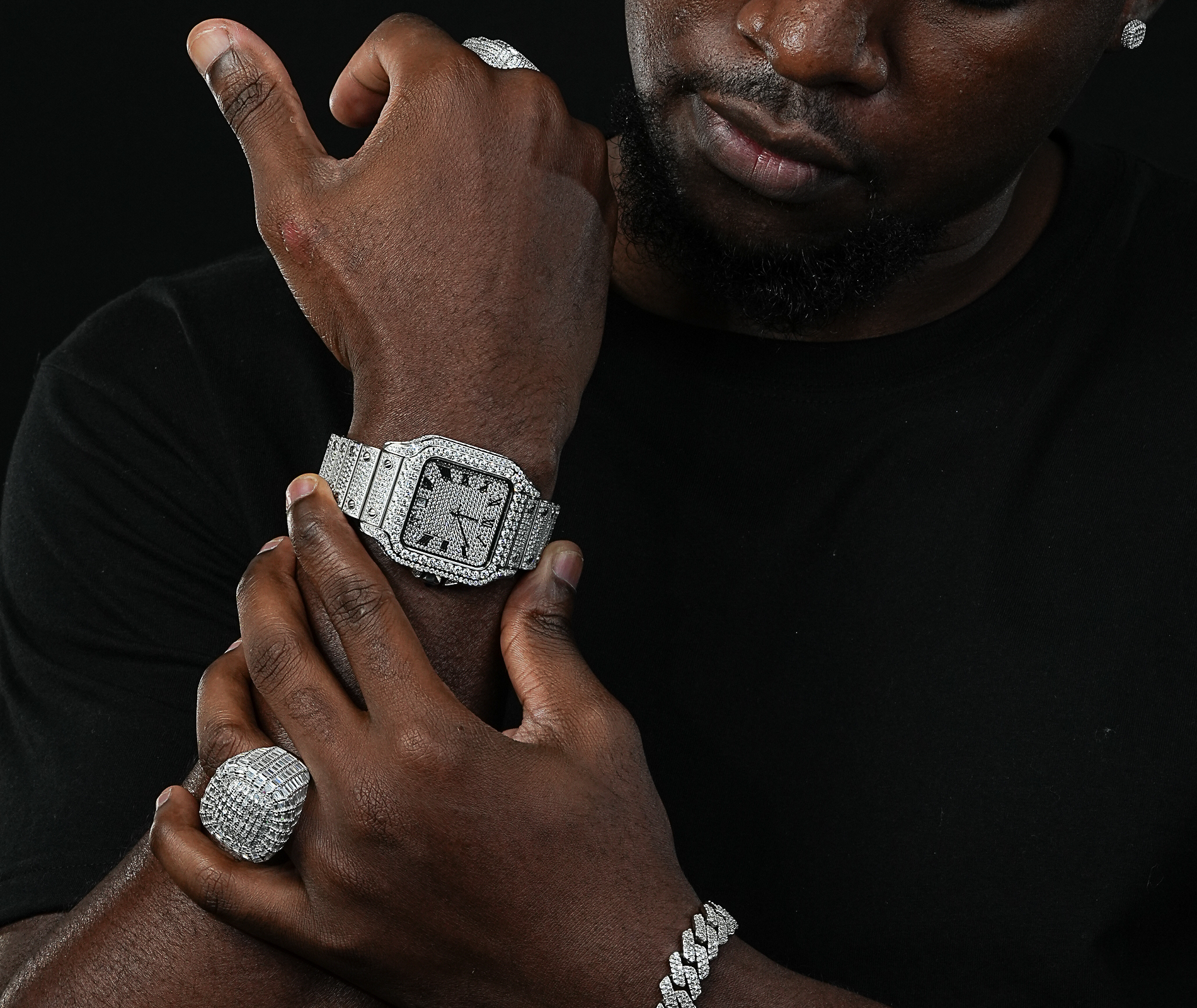Shining Star Jewelry High Quality Iced Out 5A Zircon Stainless Steel Man Watch