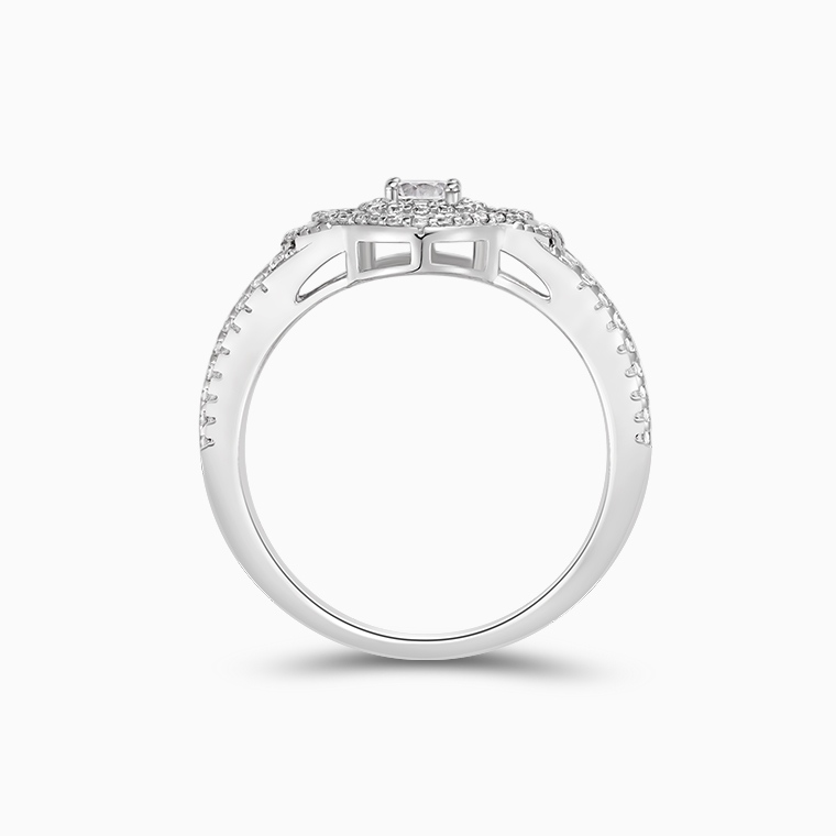 Shining Star Jewelry Women Iced Out Moissanite Luxury Four Leaf Clover Halo Ring