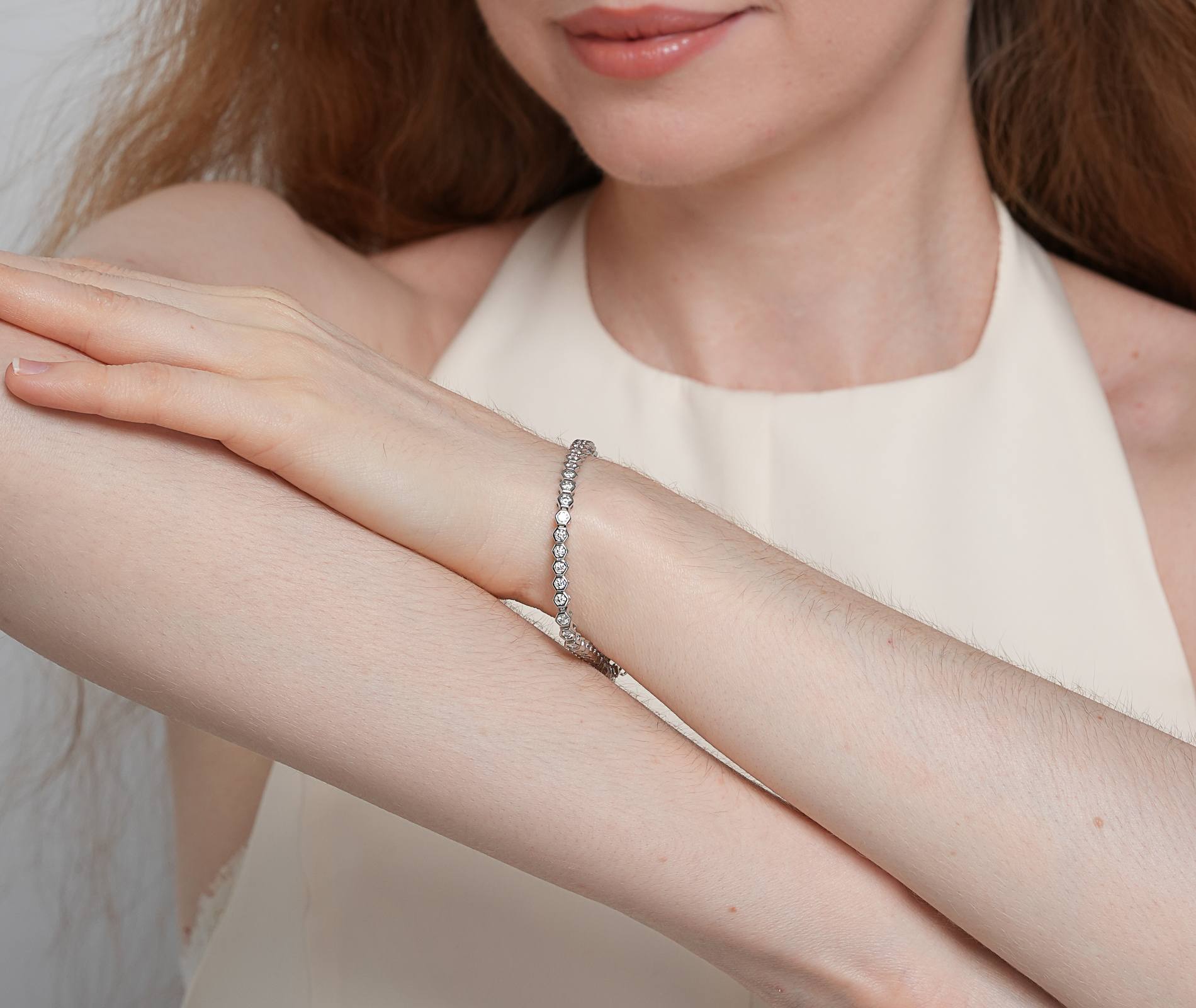 Shining Star Jewelry High Quality Moissanite Bezel Setting Tennis Bracelet Women Shining Star Jewelry High Quality Moissanite Bezel Setting Tennis Bracelet Women