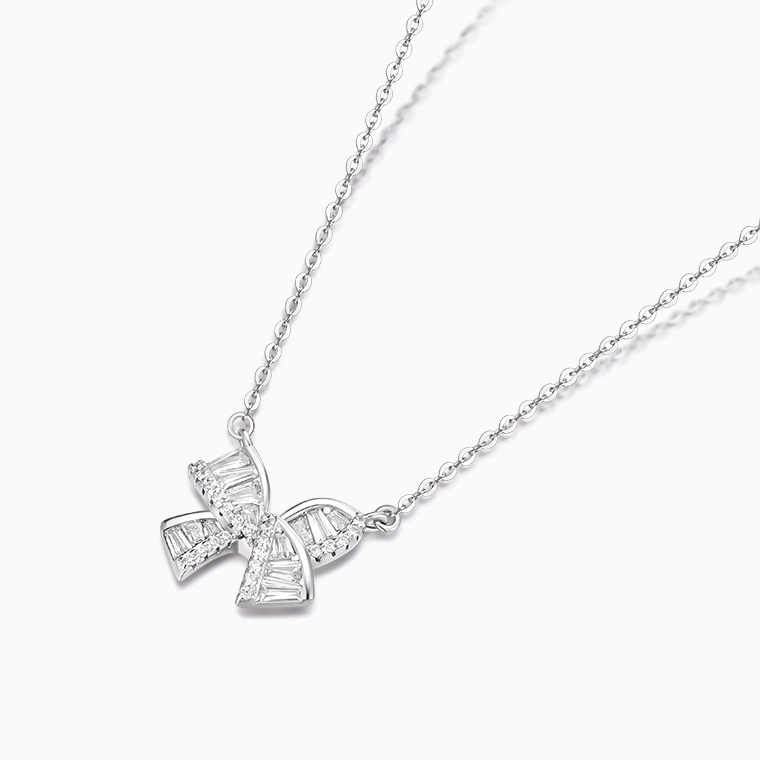 Shining Star Jewelry Adjustable Baguette Zircon Bow Pendant Fine Necklace Women Shining Star Jewelry Adjustable Baguette Zircon Bow Pendant Fine Necklace Women