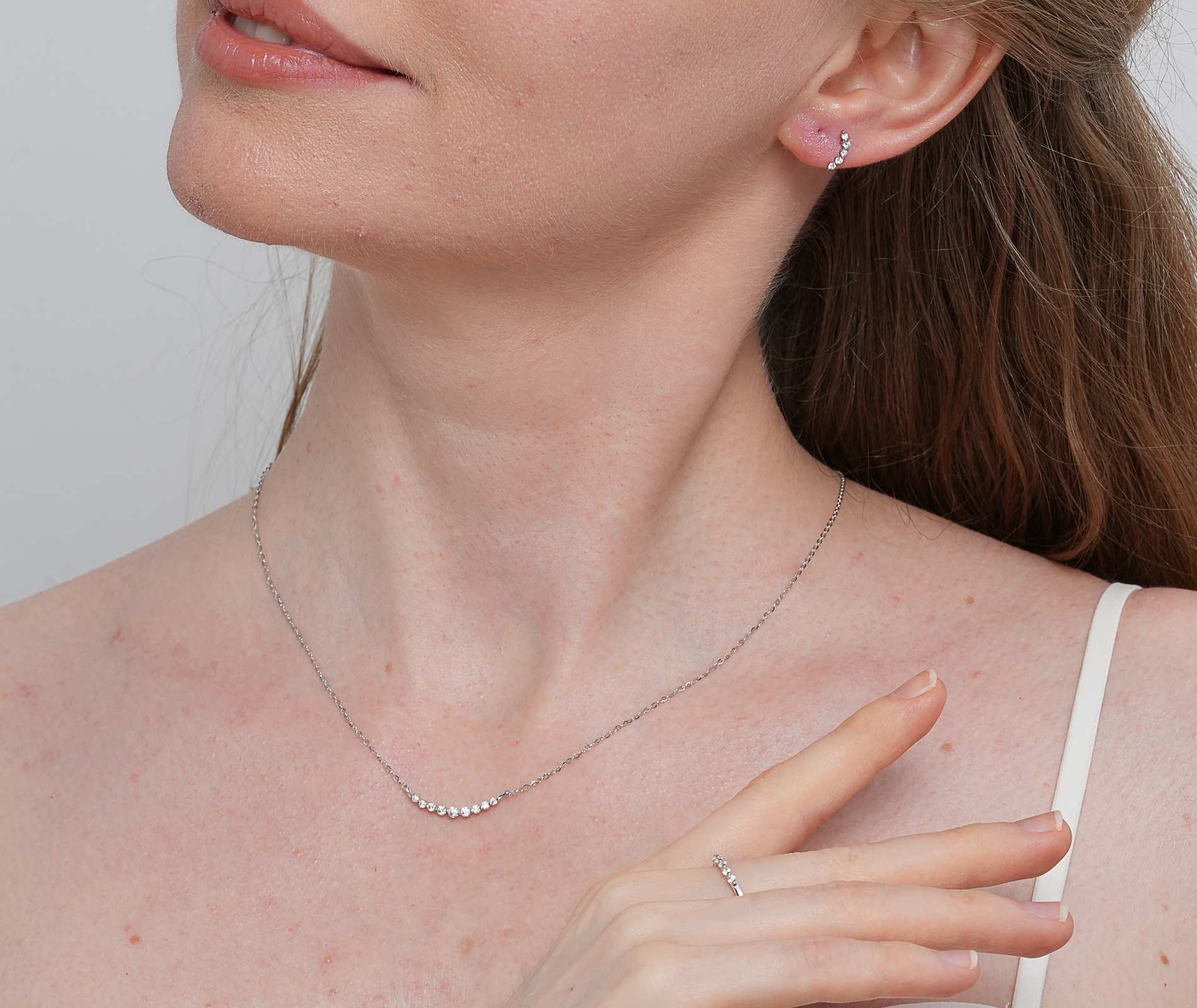 Shining Star Jewelry Women's 925 Silver VVS Moissanite Half Eternity Jewelry Set Shining Star Jewelry Women's 925 Silver VVS Moissanite Half Eternity Jewelry Set