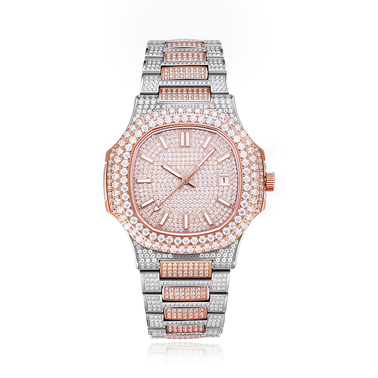 Iced Out Moissanite Mechanical Watch | D/VVS1 Stones-Shining Star